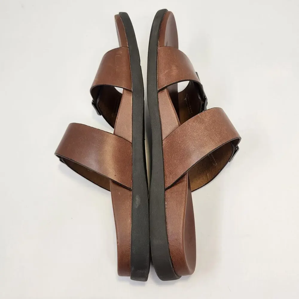 Vionic Charlie Double Strap Slip On Sandals Men Size 9 M Brown Leather Comfort
